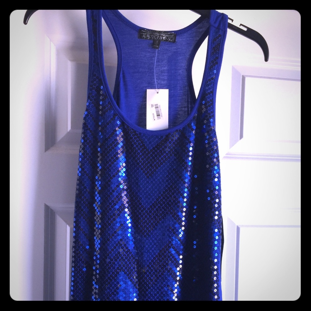 Royal blue Racerback sequin tank, small